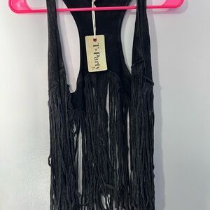 T Party Fashion Black Fringe Tank Top